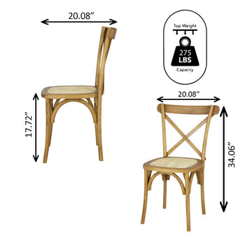 Cassis Traditional X-Back Wood Rattan Dining Chair - JONATHAN Y